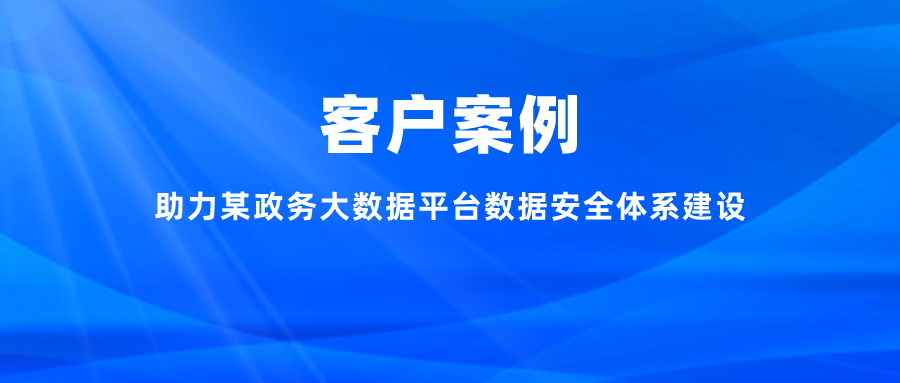 案例丨助力某政務大數(shù)據(jù)平臺數(shù)據(jù)安全體系建設，充分釋放數(shù)字能效